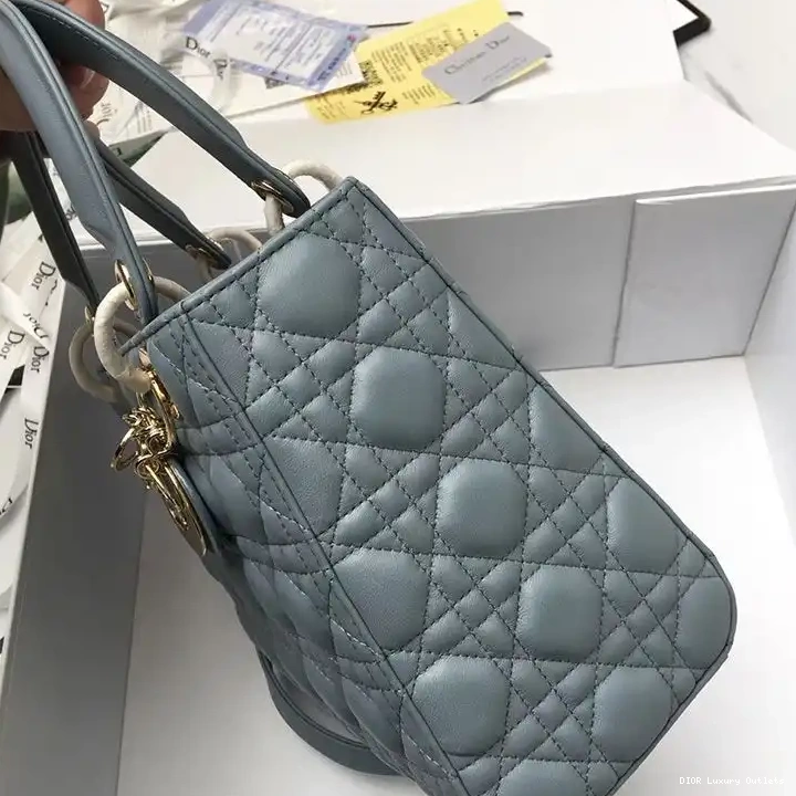 Cheap Sky Dior Gold Bag Blue Lambskin Medium Cannage Lady 0422 Luxury